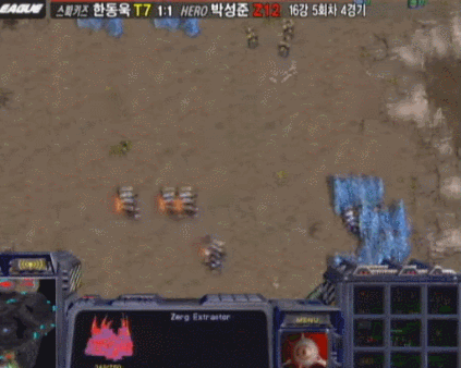 [스타1] 임요환급 심리전으로 박성준의 저그 후두려패는 한동욱.gif | 인스티즈