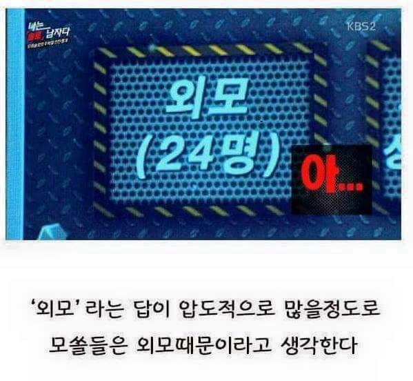 대부분의 사람들이 모쏠인 이유를 못생겨서 라고 생각한다 | 인스티즈