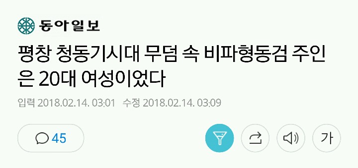 평창 청동기시대 무덤 속 비파형동검 주인은 20대 여성이었다 | 인스티즈