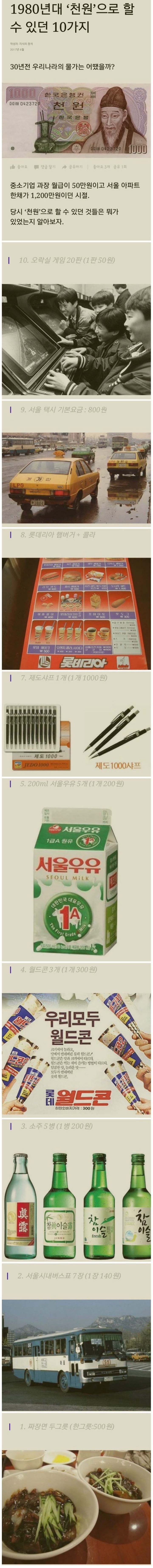 80년대 천원의 가치 | 인스티즈