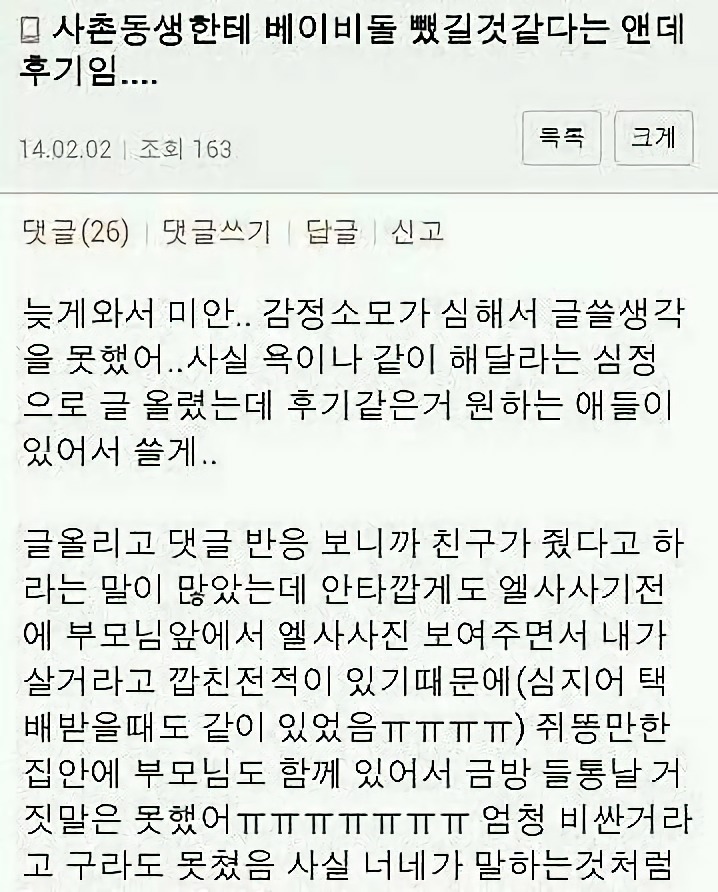 사촌동생에게 엘사인형 뺏긴 썰.txt (고전주의) | 인스티즈