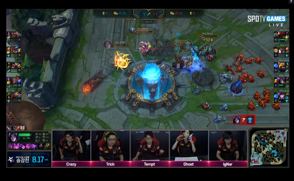 [LOL] 2019 롤챔스 스프링시즌 승강전, 패자전(5판 3선승)"MVP vs BBQ"- 2세트 결과 | 인스티즈
